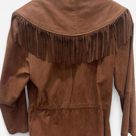 80s Vintage - Fringe Leather Jacket. Chestnut Brown. FORENZA. - Picture 2 of 7